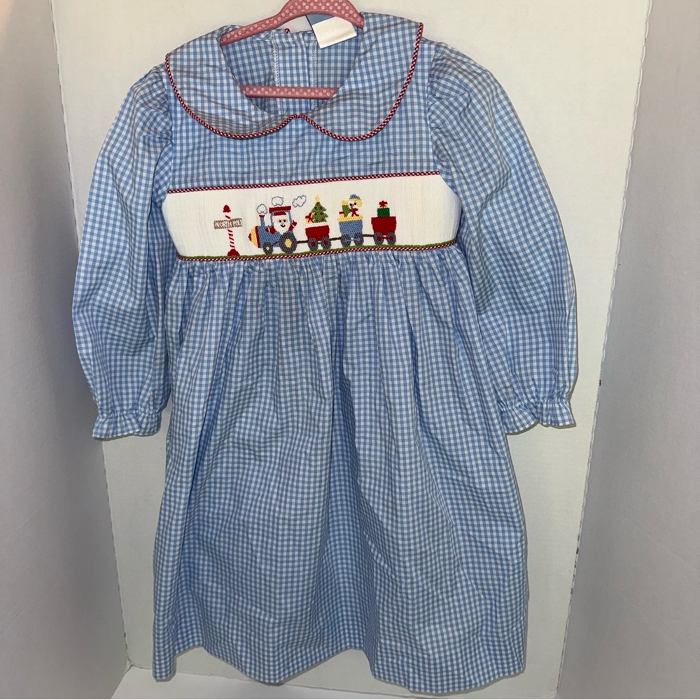 Blue Checkered Kids Christmas Dress